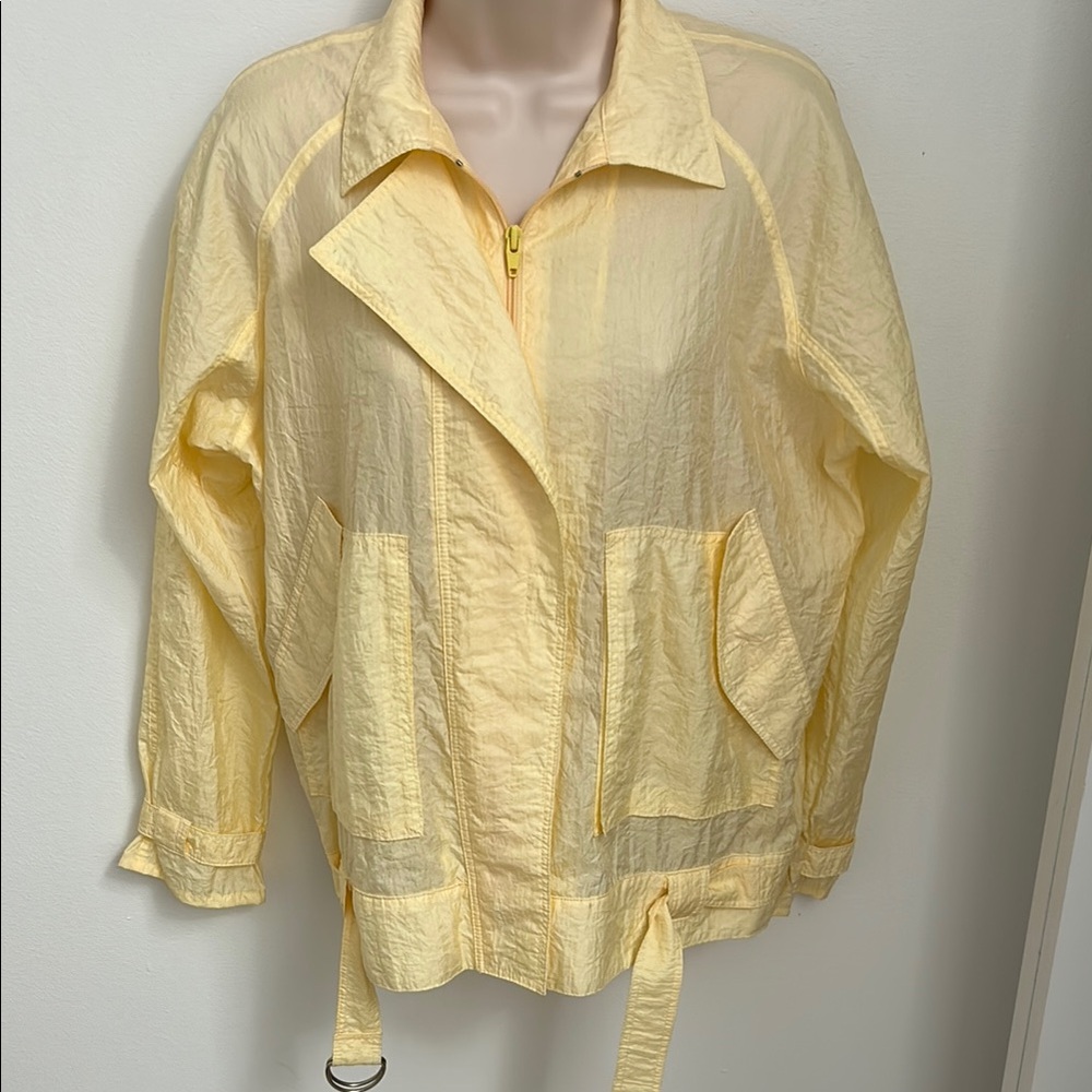 Vintage 80s G. Pellini  Butter Yellow Nylon Aviator Jacket Techwear Style